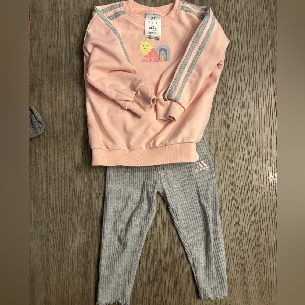 Adidas Kids Peach and Gray Leggings